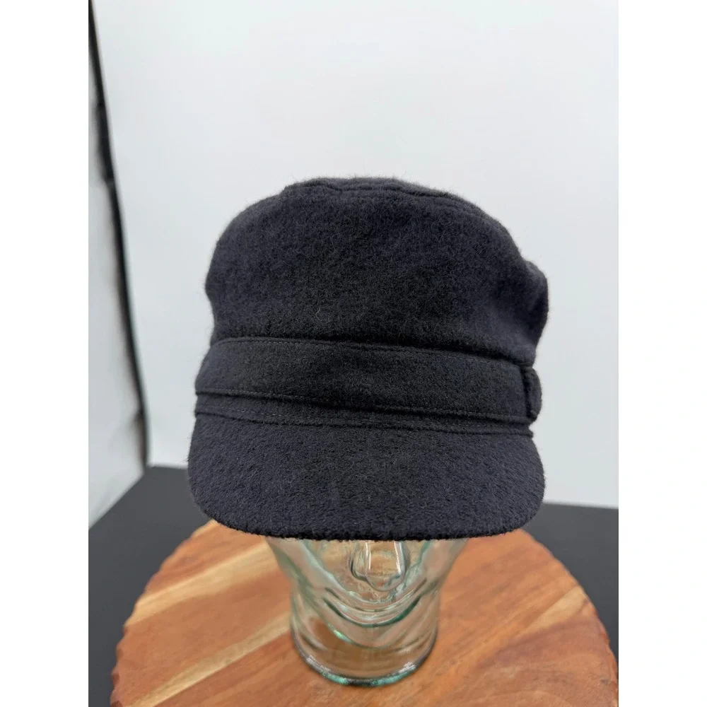 Four Buttons San Diego Hat Co Newsboy Cap Womens OS Black Wool Blend Cabbie Hat